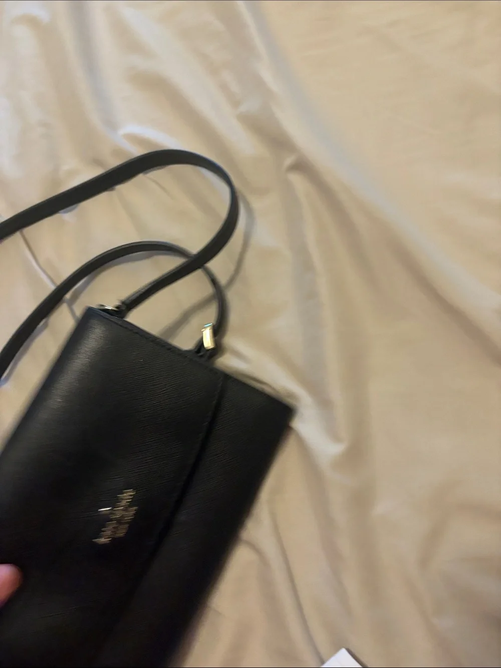 kate spade Black Saffiano Leather Crossbody Bag with Gold Logo